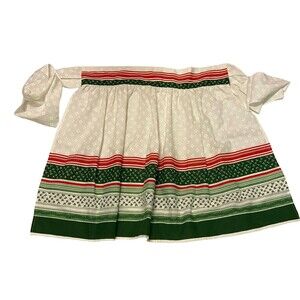 #5746 Womens White Red and Green Half Apron